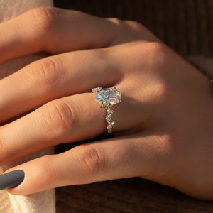 The Mia Set With A 1 Carat Oval 18K White Gold Lab Diamond