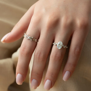 The Mia Set With A 1 Carat Oval 18K White Gold Lab Diamond