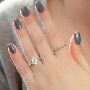 The Mia Set With A 1 Carat Oval 18K White Gold Lab Diamond