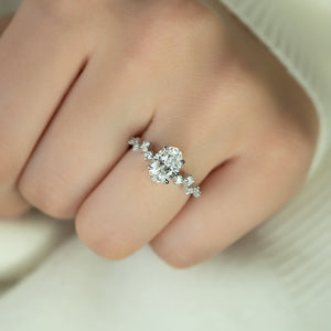 The Mia Set With A 1 Carat Oval 18K White Gold Lab Diamond