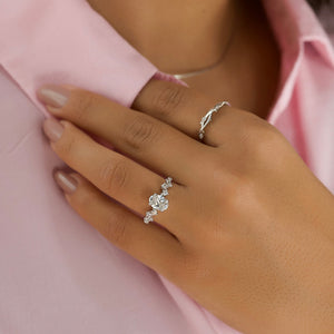 The Mia Set With A 1 Carat Oval 18K White Gold Lab Diamond