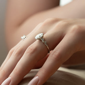 The Mia Set With A 1 Carat Oval 18K White Gold Lab Diamond