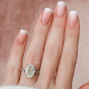 The Mia Set With A 1 Carat Oval 18K White Gold Lab Diamond