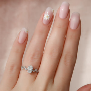The Mia Set With A 1 Carat Oval 18K White Gold Lab Diamond