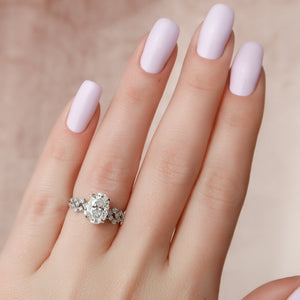 The Mia Set With A 1 Carat Oval 18K White Gold Lab Diamond