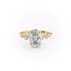 The Mia Set With A 2 Carat Oval 14K Yellow Gold Lab Diamond