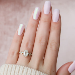 The Mia Set With A 2.5 Carat Oval 18K Yellow Gold Lab Diamond
