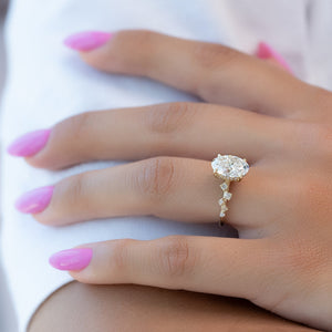 The Mia Set With A 1 Carat Oval 18K Yellow Gold Lab Diamond