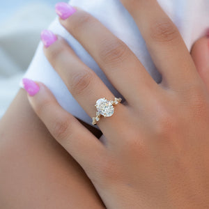 The Mia Set With A 1 Carat Oval 18K Yellow Gold Lab Diamond
