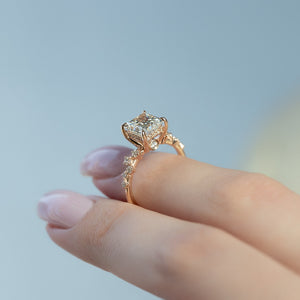 The Mia Set With A 1 Carat Princess 14K Rose Gold Lab Diamond