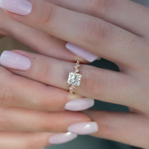 The Mia Set With A 1 Carat Princess 14K Rose Gold Lab Diamond