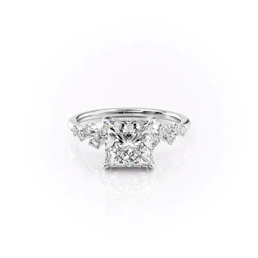 The Mia Set With A 1 Carat Princess 14K White Gold Lab Diamond