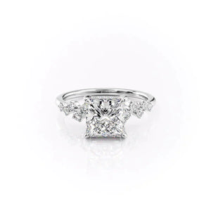 The Mia Set With A 2.5 Carat Princess 18K White Gold Lab Diamond