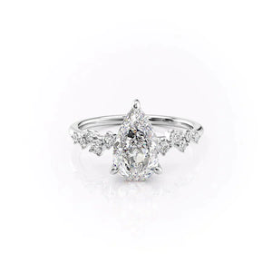 The Mia Set With A 3 Carat Pear 14K White Gold Lab Diamond