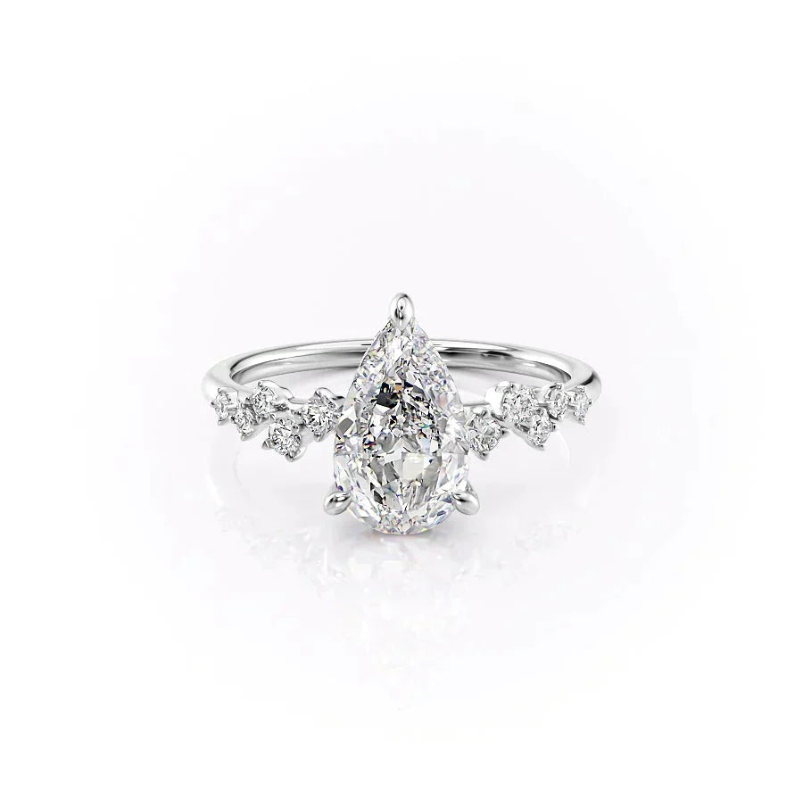 The Mia Set With A 1 Carat Pear 18K White Gold Lab Diamond
