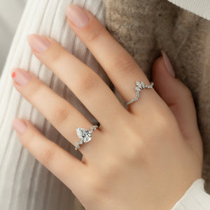 The Mia Set With A 2.5 Carat Pear 14K White Gold Lab Diamond