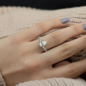 The Mia Set With A 2.5 Carat Pear 14K White Gold Lab Diamond