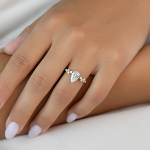 The Mia Set With A 1 Carat Pear 14K Yellow Gold Lab Diamond