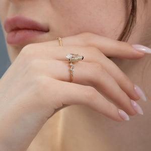 The Mia Set With A 1 Carat Pear 14K Yellow Gold Lab Diamond