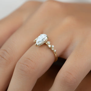 The Mia Set With A 1 Carat Pear 14K Yellow Gold Lab Diamond