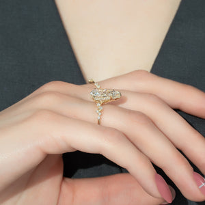 The Mia Set With A 1 Carat Pear 14K Yellow Gold Lab Diamond
