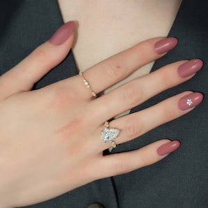 The Mia Set With A 1 Carat Pear 14K Yellow Gold Lab Diamond