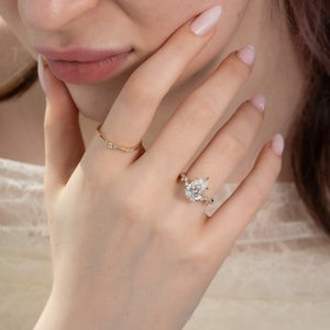 The Mia Set With A 1 Carat Pear 14K Yellow Gold Lab Diamond