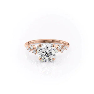 The Mia Set With A 2.5 Carat Round 14K Rose Gold Lab Diamond