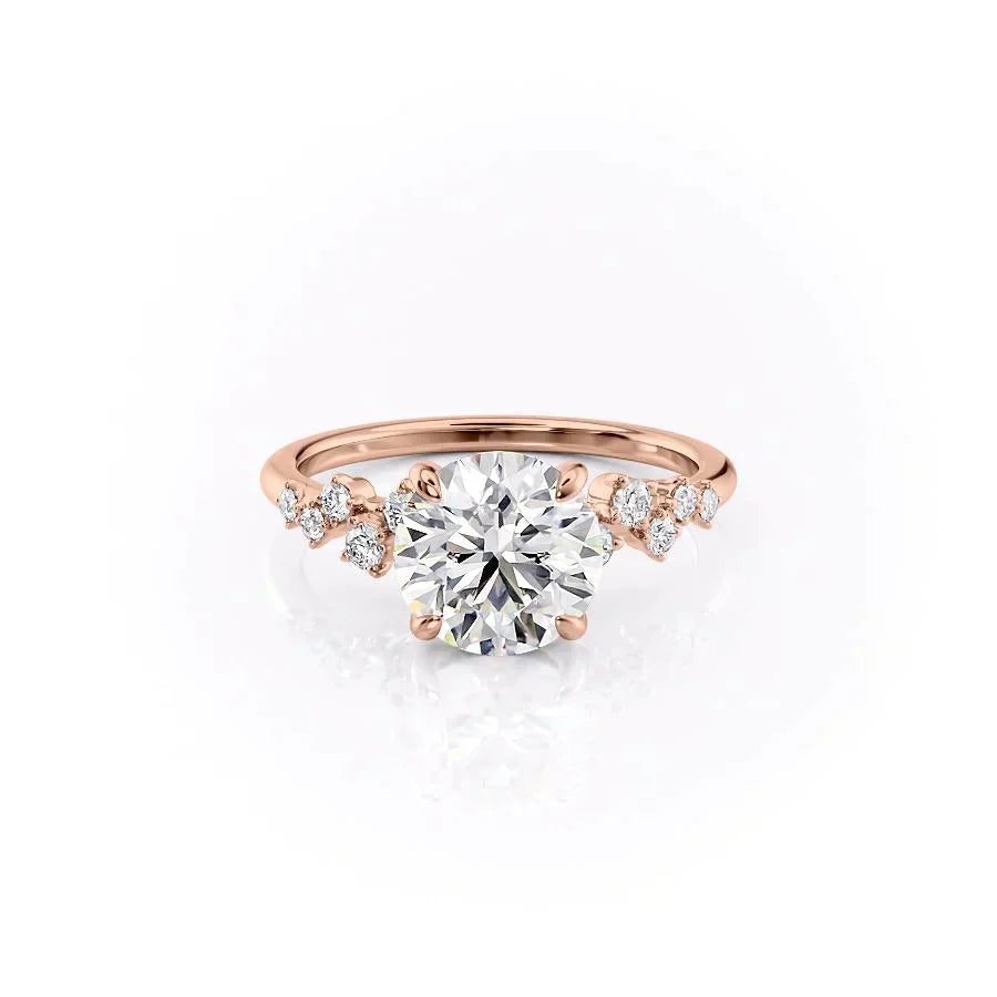 The Mia Set With A 3 Carat Round 14K Rose Gold Lab Diamond