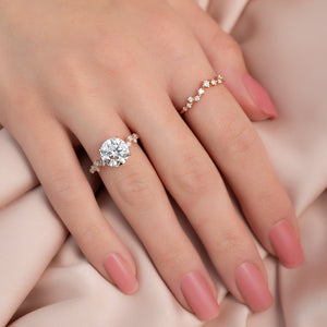 The Mia Set With A 2 Carat Round 14K Rose Gold Lab Diamond