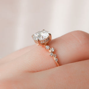 The Mia Set With A 2 Carat Round 14K Rose Gold Lab Diamond