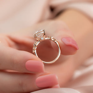 The Mia Set With A 2 Carat Round 14K Rose Gold Lab Diamond