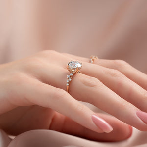 The Mia Set With A 2 Carat Round 14K Rose Gold Lab Diamond