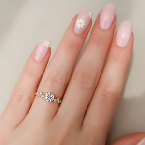 The Mia Set With A 2 Carat Round 14K Rose Gold Lab Diamond