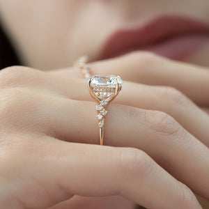 The Mia Set With A 2 Carat Round 14K Rose Gold Lab Diamond