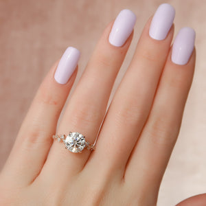 The Mia Set With A 2 Carat Round 14K Rose Gold Lab Diamond