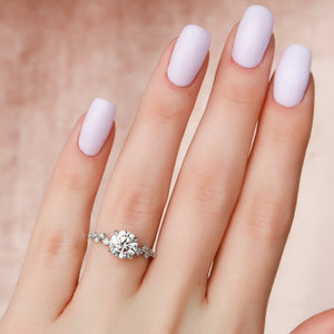The Mia Set With A 1 Carat Round 18K White Gold Lab Diamond