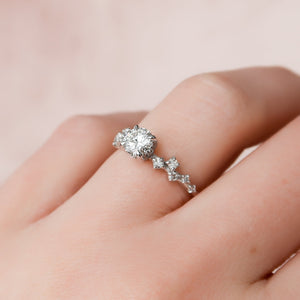 The Mia Set With A 1 Carat Round 18K White Gold Lab Diamond
