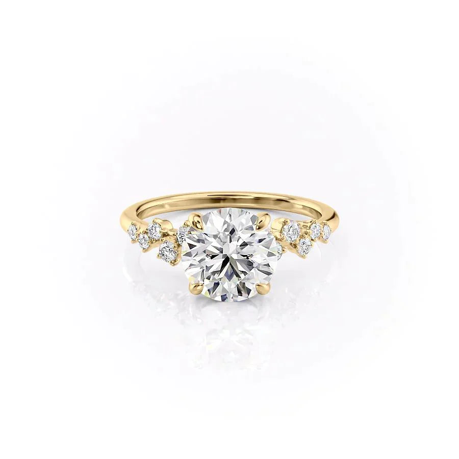 The Mia Set With A 2 Carat Round 14K Yellow Gold Lab Diamond