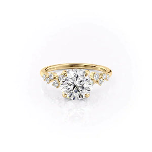 The Mia Set With A 1.5 Carat Round 18K Yellow Gold Lab Diamond