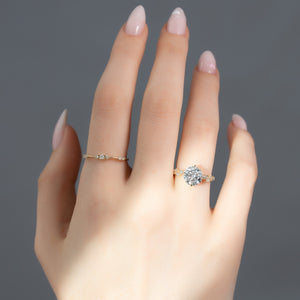 The Mia Set With A 1 Carat Round 18K Yellow Gold Lab Diamond