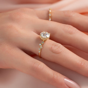 The Mia Set With A 1 Carat Round 18K Yellow Gold Lab Diamond