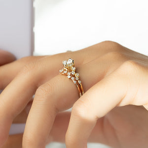 The Mia Set With A 1 Carat Round 18K Yellow Gold Lab Diamond