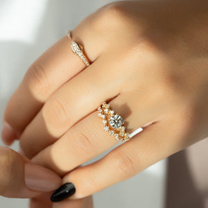 The Mia Set With A 2 Carat Round 18K Yellow Gold Lab Diamond