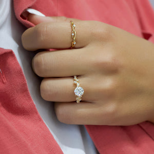 The Mia Set With A 1 Carat Round 18K Yellow Gold Lab Diamond