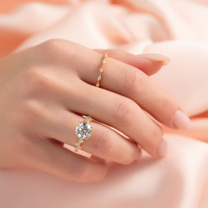 The Mia Set With A 1 Carat Round 18K Yellow Gold Lab Diamond