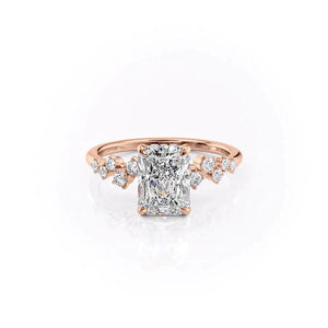 The Mia Set With A 2.5 Carat Radiant 14K Rose Gold Lab Diamond