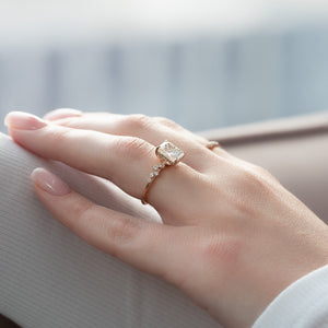 The Mia Set With A 1 Carat Radiant 14K Rose Gold Lab Diamond