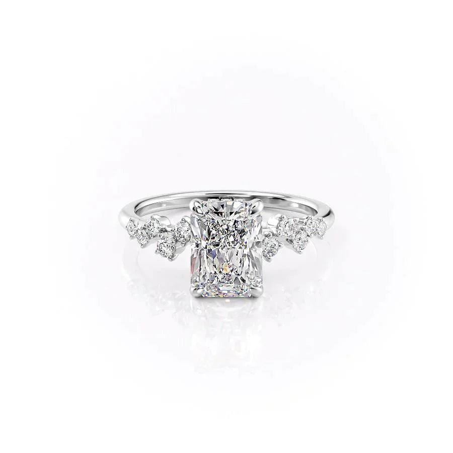 The Mia Set With A 1.5 Carat Radiant 14K White Gold Lab Diamond