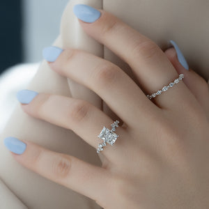 The Mia Set With A 1 Carat Radiant 18K White Gold Lab Diamond